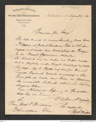 Nachlass Franz Steindachner, Brief von O. Hüsslein an Franz Steindachner (28.12.1905), Inv.Nr. 247.01, Seite 1